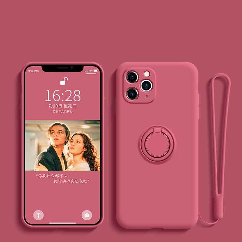 Liquid Silicone Shell Phone Case With Ring Holder - Compatible Design