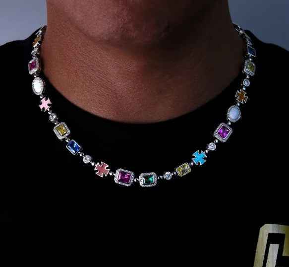 Unisex Gold-Plated Gemstone Necklace