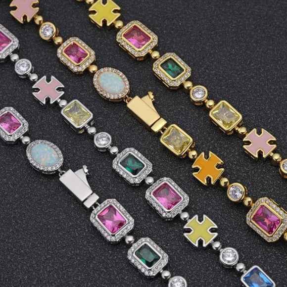 Unisex Gold-Plated Gemstone Necklace