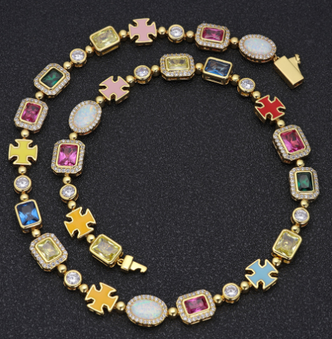Unisex Gold-Plated Gemstone Necklace