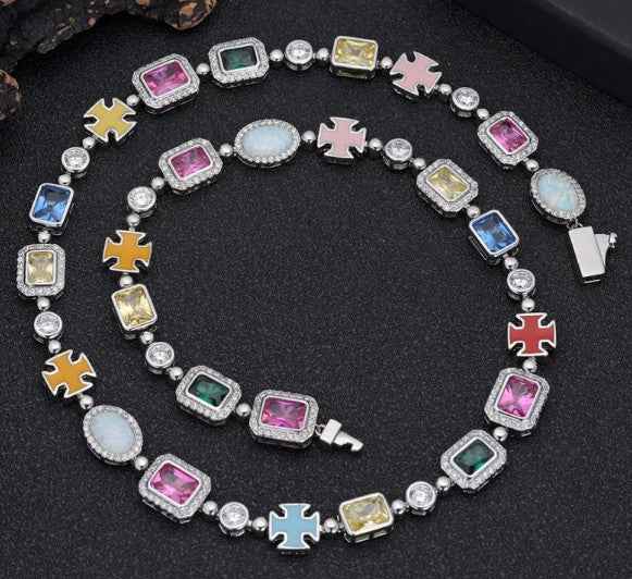 Unisex Gold-Plated Gemstone Necklace