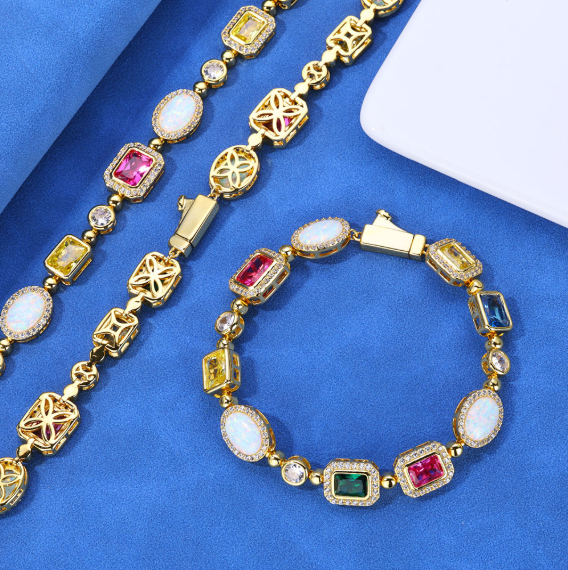 Unisex Gold-Plated Gemstone Necklace
