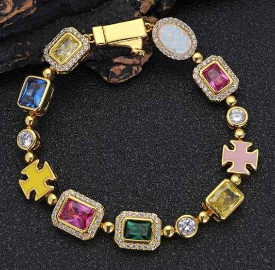 Unisex Gold-Plated Gemstone Necklace